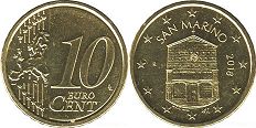 монета Сан-Марино 10 евро центов 2018