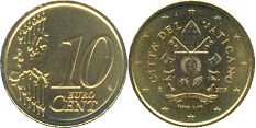 монета Ватикан 10 евро центов 2019