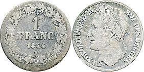 монета Бельгия 1 франк 1844