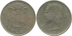 монета Бельгия 1 франк 1950
