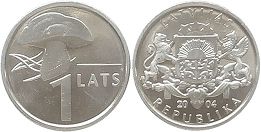 монета Латвия 1 лат 2004