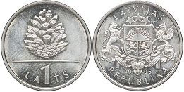 монета Латвия 1 лат 2006