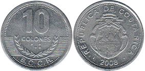 монета Коста Рика 10 колонов 2008