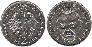 монета Германия ФРГ 2 марки 1990