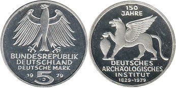 монета Германия ФРГ 5 марок 1979