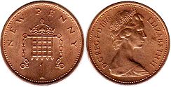 монета Великобритания 1 новый пенни 1976