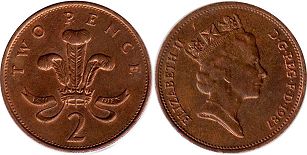 монета Великобритания 2 пенса 1987