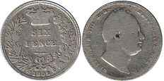 монета Великобритания 6 пенсов 1836