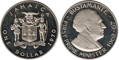 монета Ямайка 1 доллар 1970