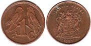 монета ЮАР 1 цент 1998 (1997, 1998, 1999, 2000, 2001)