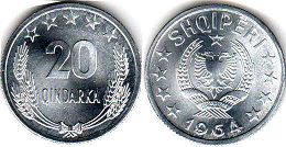монета Албания 20 киндарок 1964