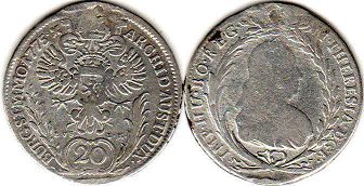 монета Богемия 20 крейцеров 1775