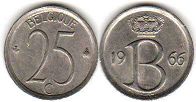 монета Бельгия 25 сантимов 1966
