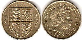 монета Великобритания 1 фунт 2008