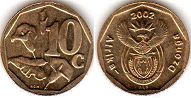 монета ЮАР 10 центов 2002 (2000, 2002, 2015)