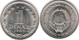 монета Югославия 1 динар 1965