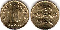 монета Эстония 10 сенти 2002