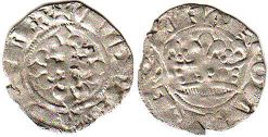 монета Франция двойной денье 1322