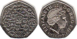 монета Великобритания 50 пенсов 2011