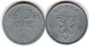 монета Норвегия 10 эре 1942