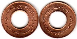 монета Пакистан 1 пайса 1952