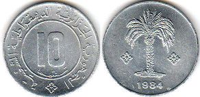 монета Алжир 10 сантимов 1984