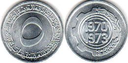 монета Алжир 5 сантимов 1970 1973