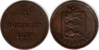 монета Гернси 4 дубля 1830 