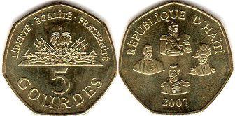 монета Гаити 5 гурдов 2007