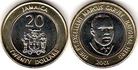 монета Ямайка 20 долларов 2001