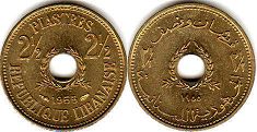 монета Ливан 2,5 пиастра 1955