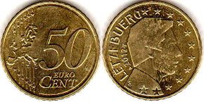 монета Люксембург 50 евро центов 2012