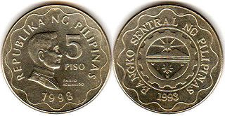 монета Филиппины 5 писо 1998