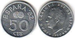 монета Испания 50 сантимов 1980