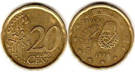 монета Испания 20 евро центов 1999