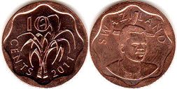 монета Свазиленд 10 центов 2011