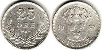 монета Швеция 25 эре 1927