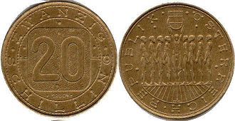 монета Австрия 20 шиллингов 1980