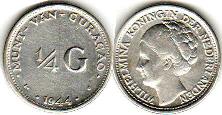 монета Кюрасао 1/4 гульдена 1944