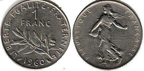 монета Франция 1 франк 1960