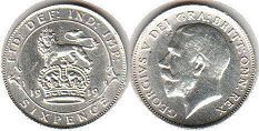 монета Великобритания 6 пенсов 1919