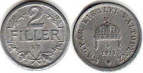 монета Венгрия 2 филлера 1917