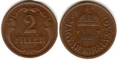 монета Венгрия 2 филлера 1937