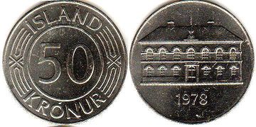 монета Исландия 50 крон 1978