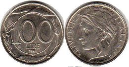 монета Италия 100 лир 1994