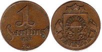 монета Латвия 1 сантим 1932
