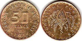 монета Мали 50 франков 1977