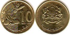 монета Марокко 10 сантимов 2012