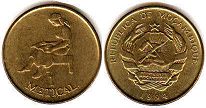 монета Мозамбик 1 метикал 1994