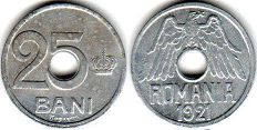 монета Румыния 25 бани 1921